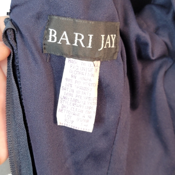 Bari Jay Vintage Satin Feel Midnight Dark Blue Beeded Sequined Trim Top 5-6 - Picture 9 of 12